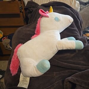 022126 Pillow Plush UNICORN White PINK Blue Stuffed Animal Bed Room Doll Large 2
